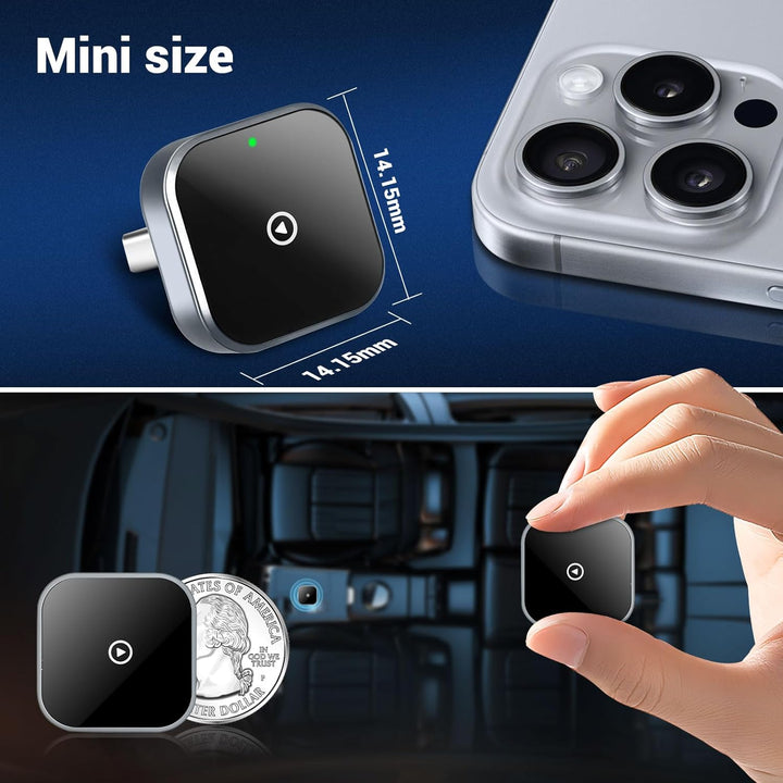 CarPlay Wireless Adapter für iPhone, Wired CarPlay auf kabelloses CarPlay, USB/Type-C, Plug &amp; Play,