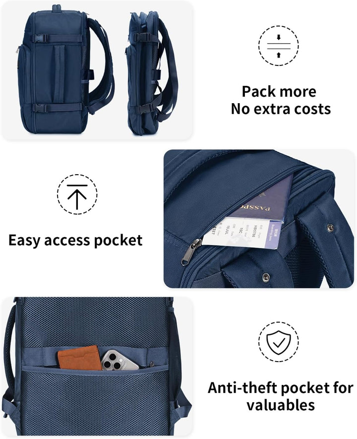 ECOHUB Rucksack Easyjet Handgepäck 45x36x20, Reiserucksack Gepäck Laptop Daypacks, PET-Recycelte Umw