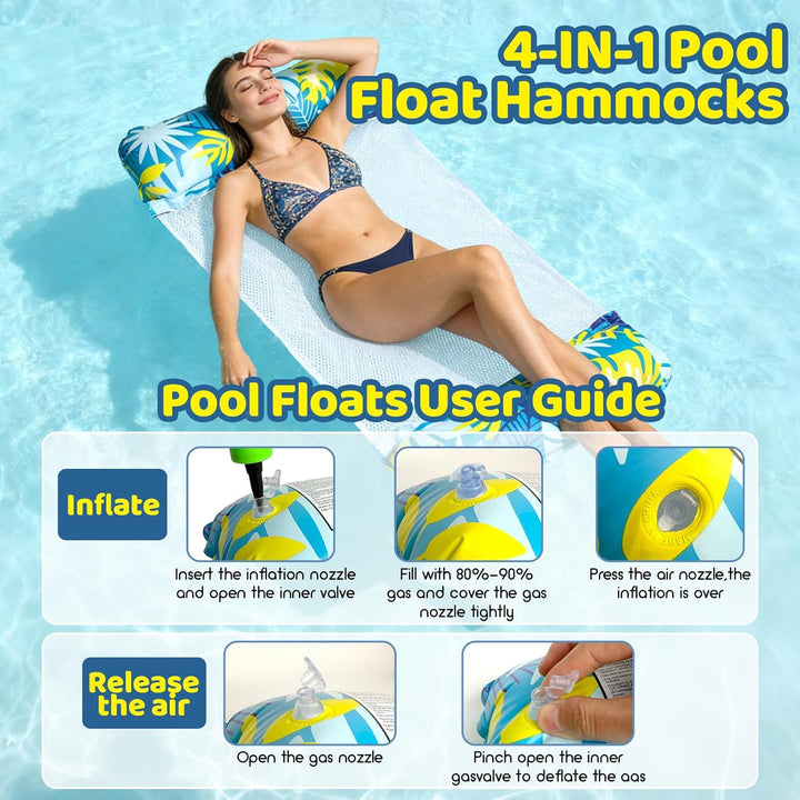2er-Pack aufblasbare Wasserhängematten für Erwachsene, Sommer-Poolliegen und -Floss, tragbare schwim
