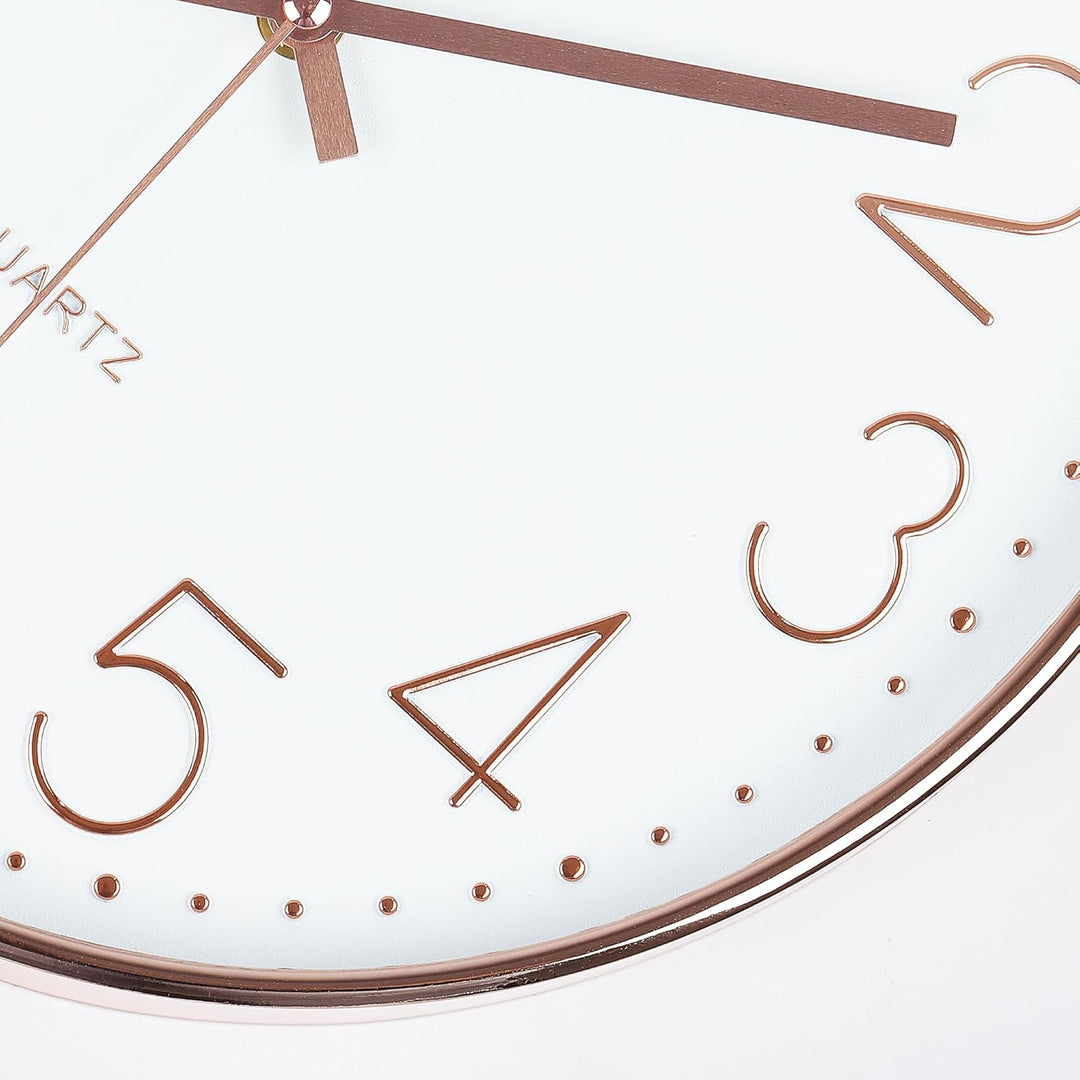 Lafocuse 3D Ziffern Lautlos Wanduhr Rosegold, 30cm Modern Leicht Ablesbar Küchenuhr, Ohne Tickgeräus