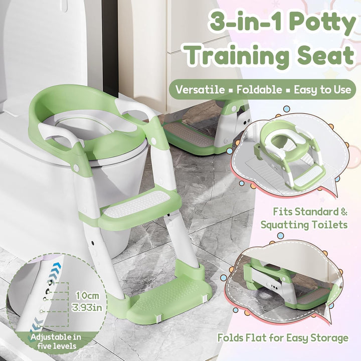 Toilettensitz Kinder, 3 IN 1 Toilettensitz Kinder mit Treppe für Jungen Mädchen, Upgraded 3-in-1 Bab