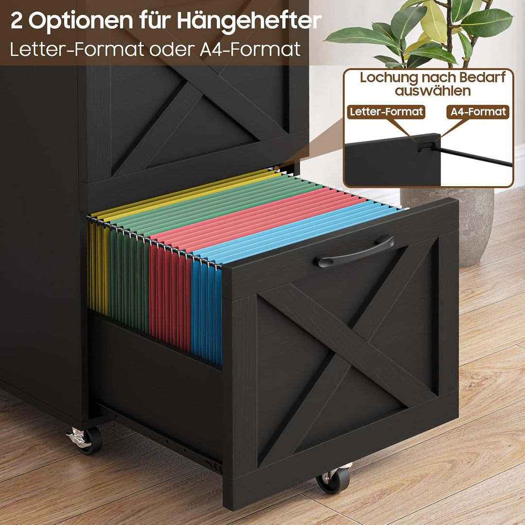 BonVache Rollcontainer, Aktenschrank mit 2 Schubladen und Rollen, Vertikaler Schubladenschrank im Ba