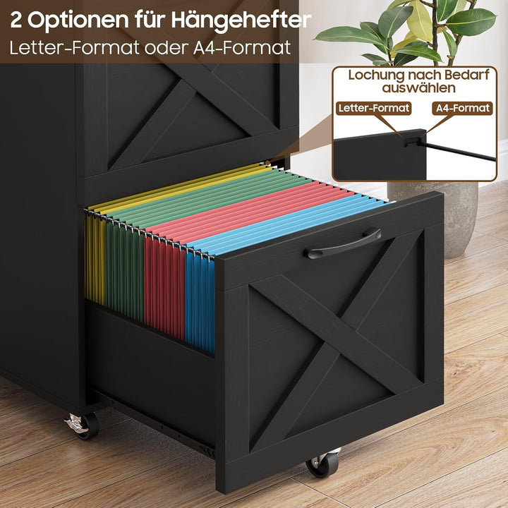 BonVache Rollcontainer, Aktenschrank mit 2 Schubladen und Rollen, Vertikaler Schubladenschrank im Ba