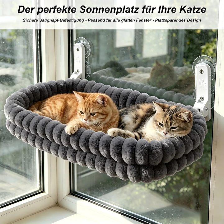 Fensterliege mit Saugnäpfen, Faltbare Katzen Hängematte für Fenster, Weiches Wendekissen Abnehmbar &amp;
