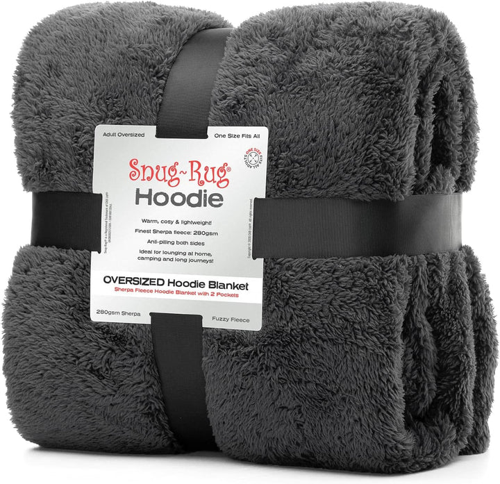 Snug Rug Schiefergrau Tragbare Decke Hoodie – Decke mit Ärmel Sherpa Fleece Erwachsene Pullover Kapu
