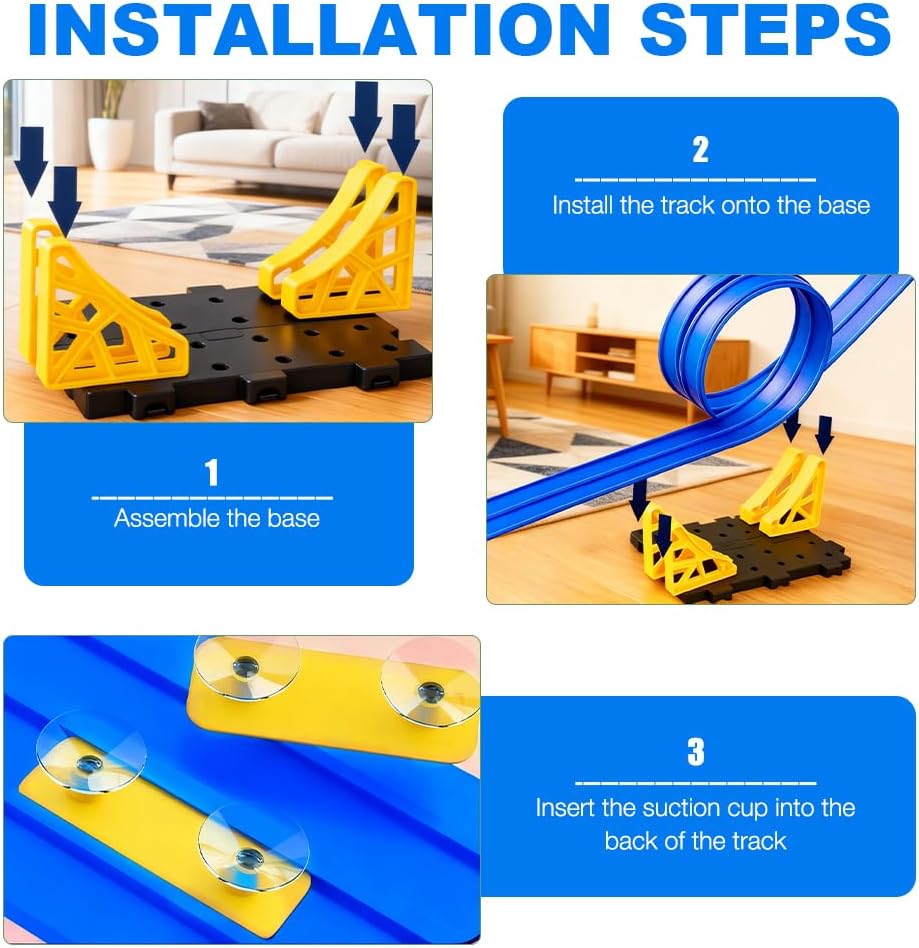 Autorennbahn Spielzeug Auto, 5m Flexible Autobahn Kinder Inklusive 4 Autos, Rennbahn Auto Kinder, Re