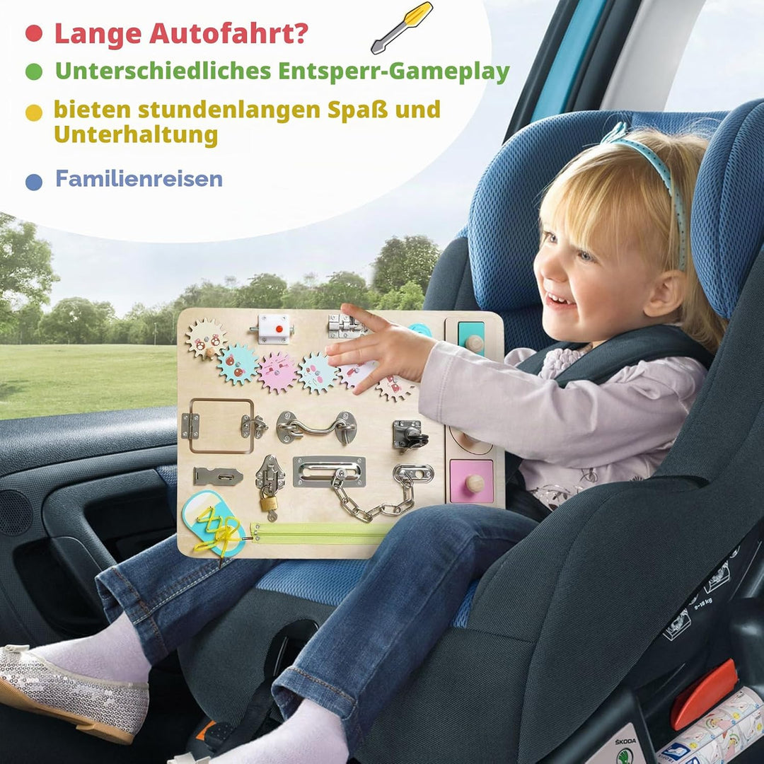 NUKied Busy Board für Kleinkinder,Holz Montessori Busy Board,Baby Pädagogisches Sensorik Spielzeug f
