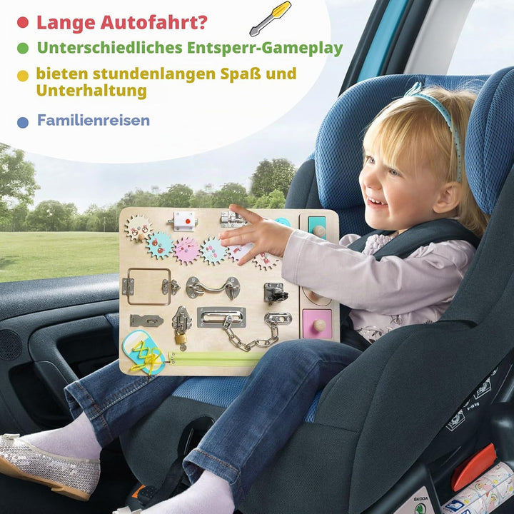 NUKied Busy Board für Kleinkinder,Holz Montessori Busy Board,Baby Pädagogisches Sensorik Spielzeug f