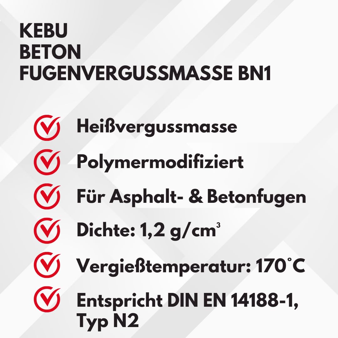 Kebu - Betonfugenvergussmasse BN 1,1 Heiss-Vergussmasse Asphalt und Beton - 10kg