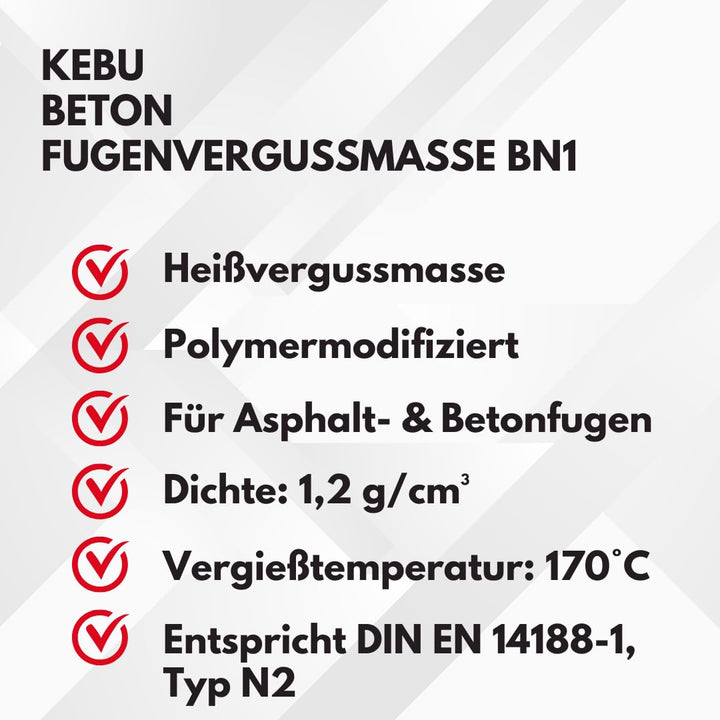 Kebu - Betonfugenvergussmasse BN 1,1 Heiss-Vergussmasse Asphalt und Beton - 10kg