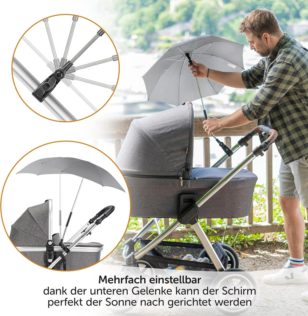 Zamboo Universal Sonnenschirm für Kinderwagen und Buggy - Grau grau, Hellgrau