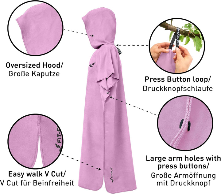 Fit-Flip Badeponcho aus Mikrofaser für Damen und Herren - schnelltrocknend, kompakt und Ultraleicht