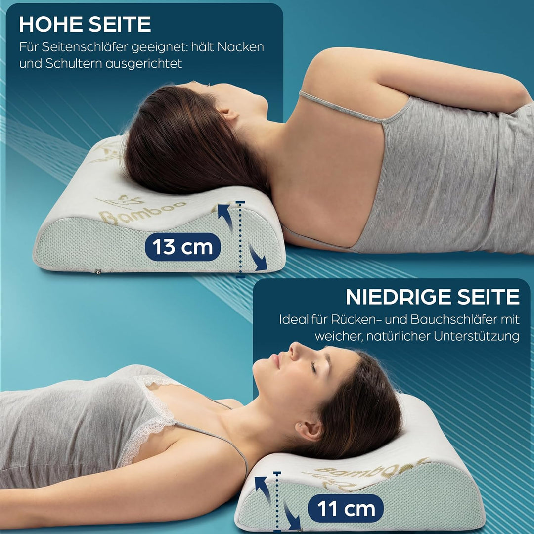 Flowen Orthopädisches Nackenstützkissen Memory Foam Kopfkissen Nackenkissen Ergonomisches für Bett H