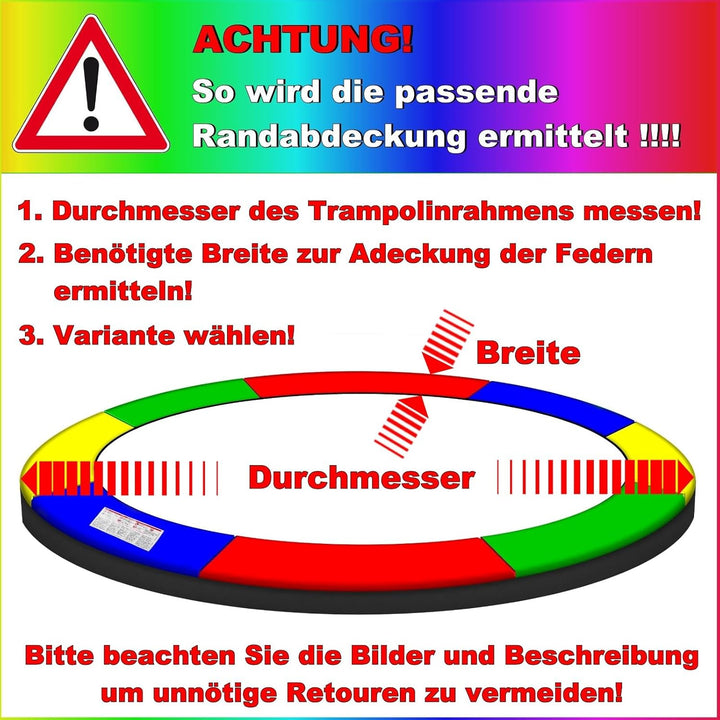 Baunsal® Trampolin Randabdeckung Ø 183 244 250 275 300 305 335 366 370 396 400 427 430 457 460 487 4