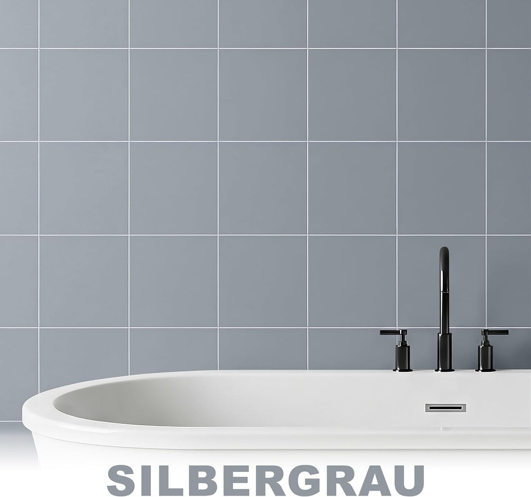 WO-WE 2K Fliesenlack MATT Silbergrau RAL 7001 Boden Wand Fliesenfarbe Bad Küche - 5Kg 5.00 kg (1er P