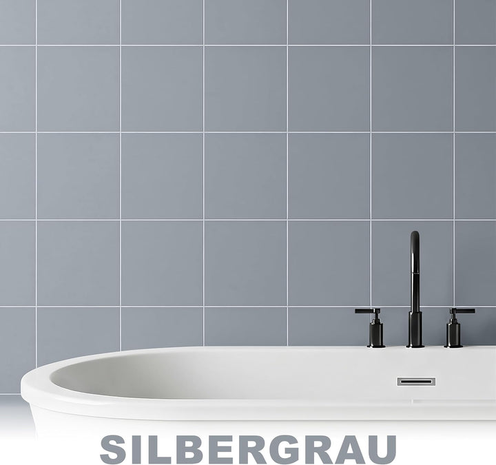 WO-WE 2K Fliesenlack MATT Silbergrau RAL 7001 Boden Wand Fliesenfarbe Bad Küche - 5Kg 5.00 kg (1er P