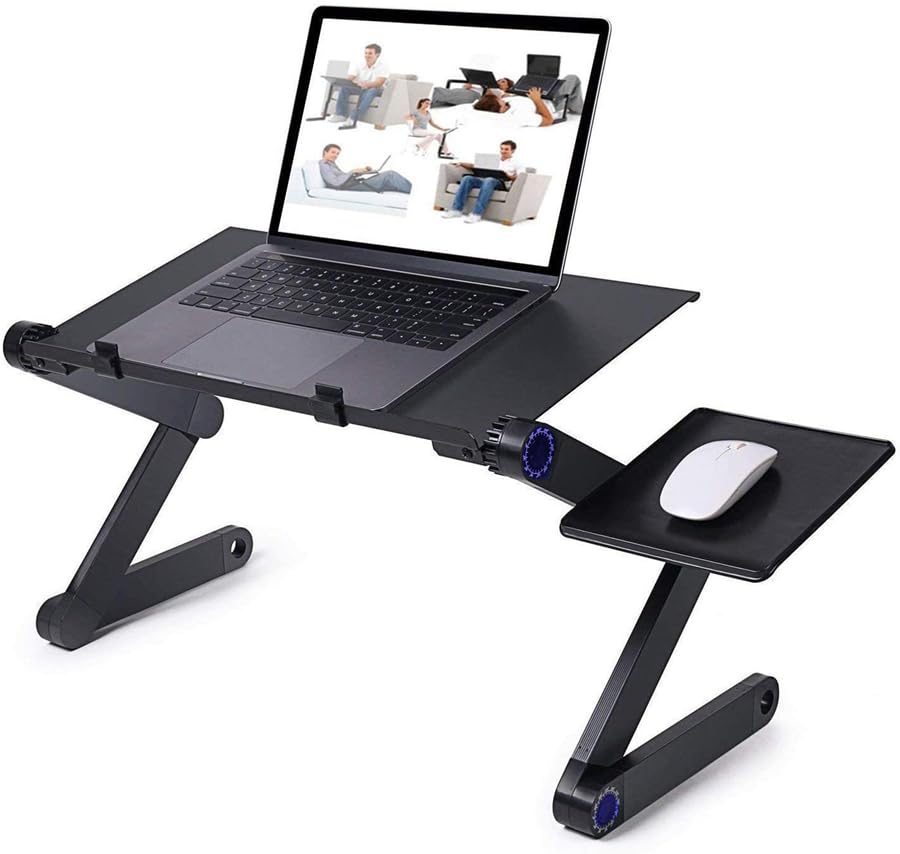 INF Verstellbarer Laptoptisch mit Mausmatte - Schwarz