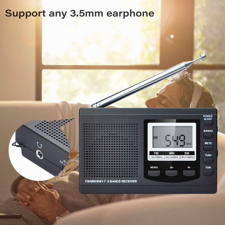 Songway Vollband AM/FM/SW DSP Radio Stereo Lautsprecher LCD Display Wecker Sleep Timer Pocket Radio