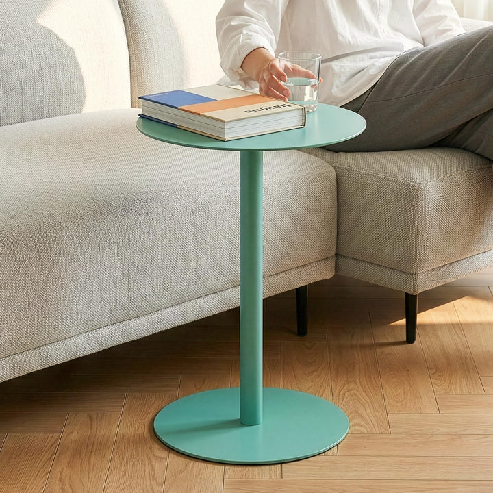 [en.casa] Beistelltisch Nastätten Gartentisch Couchtisch mit Metallgestell rund Sofatisch modernes D