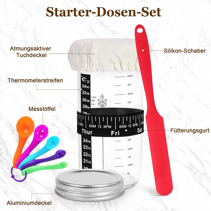 SHANNA GäRköRbchen, GäRkorb 15 Teilig, Sauerteig Starter Set, Brot Backen, GäRköRbchen Oval und Rund