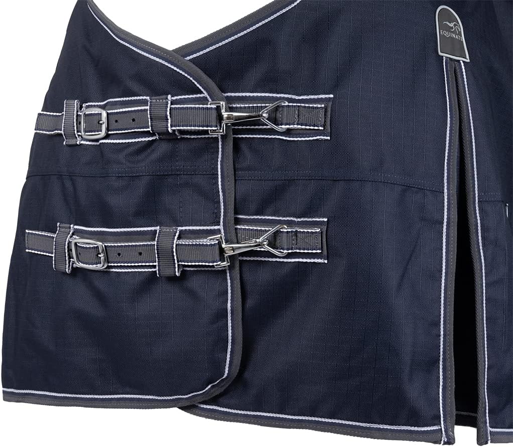 Equinate Regendecke Oakland Highneck Weidedecke mit Fleece 125cm Navy Navy 125cm, Navy 125cm