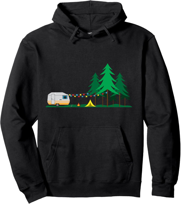 Wohnwagen Zelt Lagerfeuer Natur Camping Hoodie Pullover Hoodie