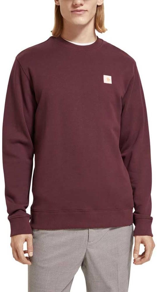 Scotch & Soda Herren Regular Fit Logo Badge Organic Cotton Sweatshirt, Berry Wine 6637