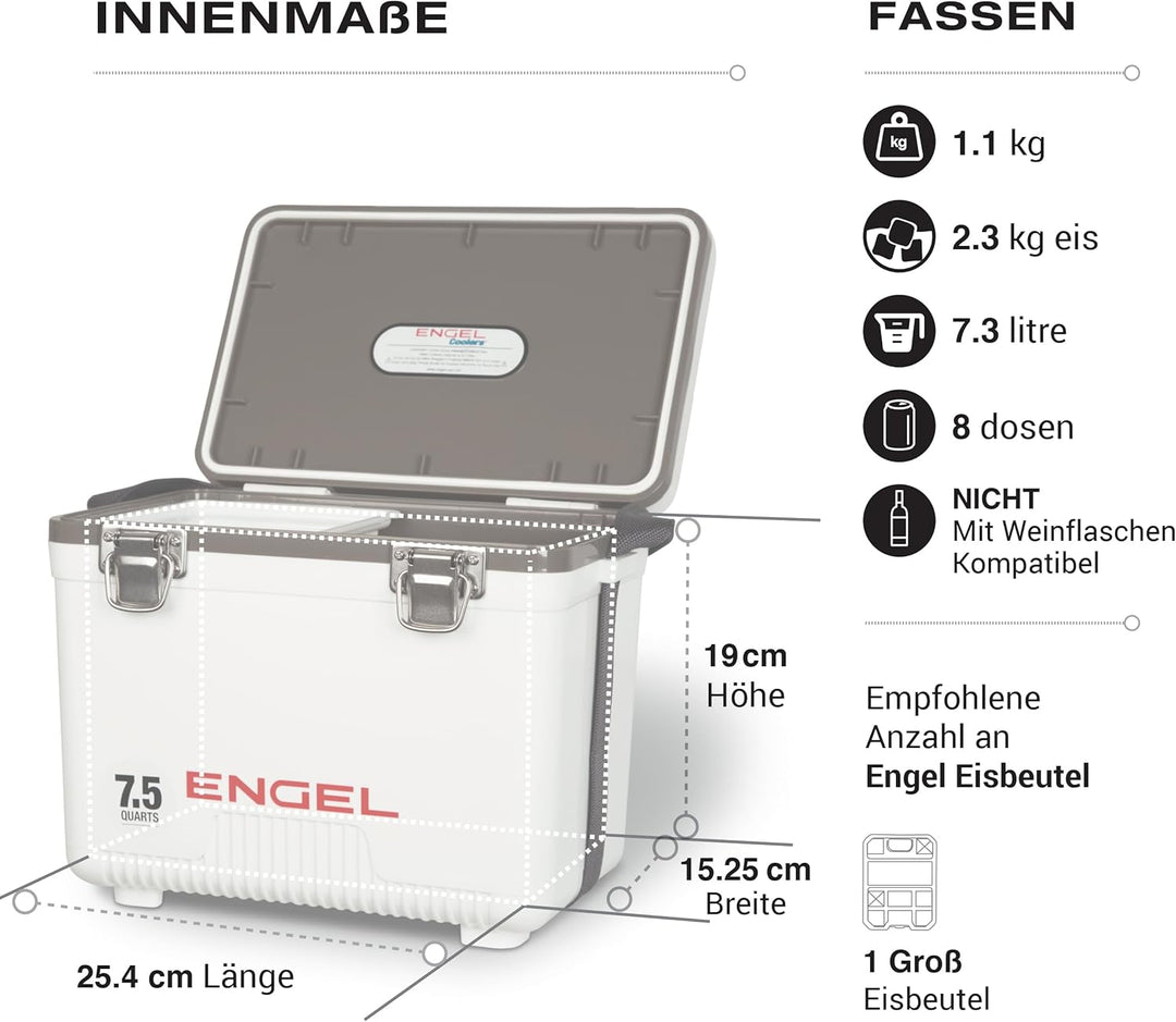 ENGEL Kühlbox 7,5qt (7,1 Liter) Auslaufsicher, Luftdicht, Tragbare, Kleine Kühlbox für Camping, Pick