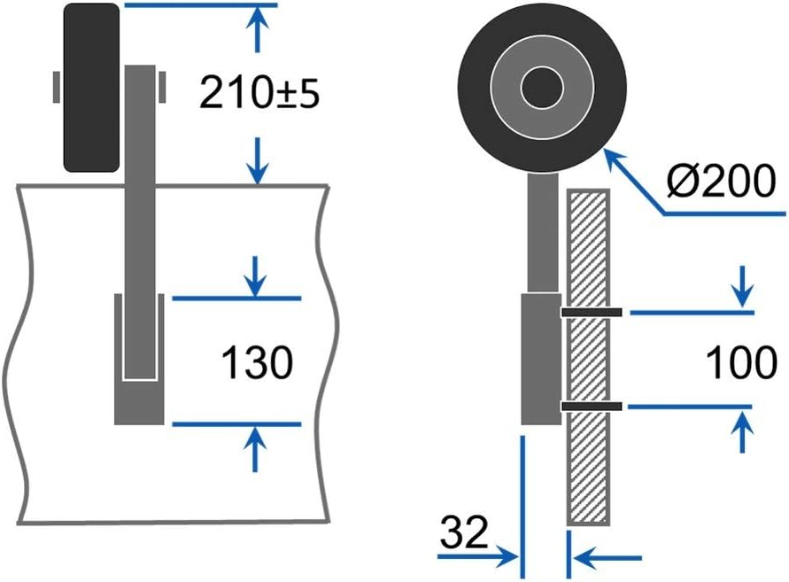 SUPROD Heckräder, Slipräder, Schlauchbooträder, Transporträder, klappbar, ET200, Edelstahl Schwarz/G