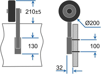 SUPROD Heckräder, Slipräder, Schlauchbooträder, Transporträder, klappbar, ET200, Edelstahl Schwarz/G