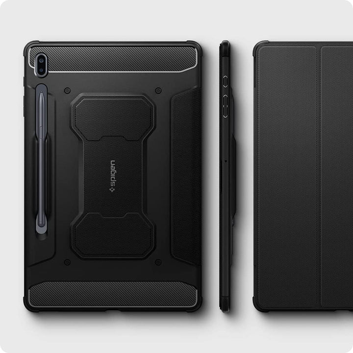 Spigen Rugged Armor Pro Entwickelt für Galaxy Tab S7 FE 5G Hülle mit Stifthalter (2021) - Schwarz