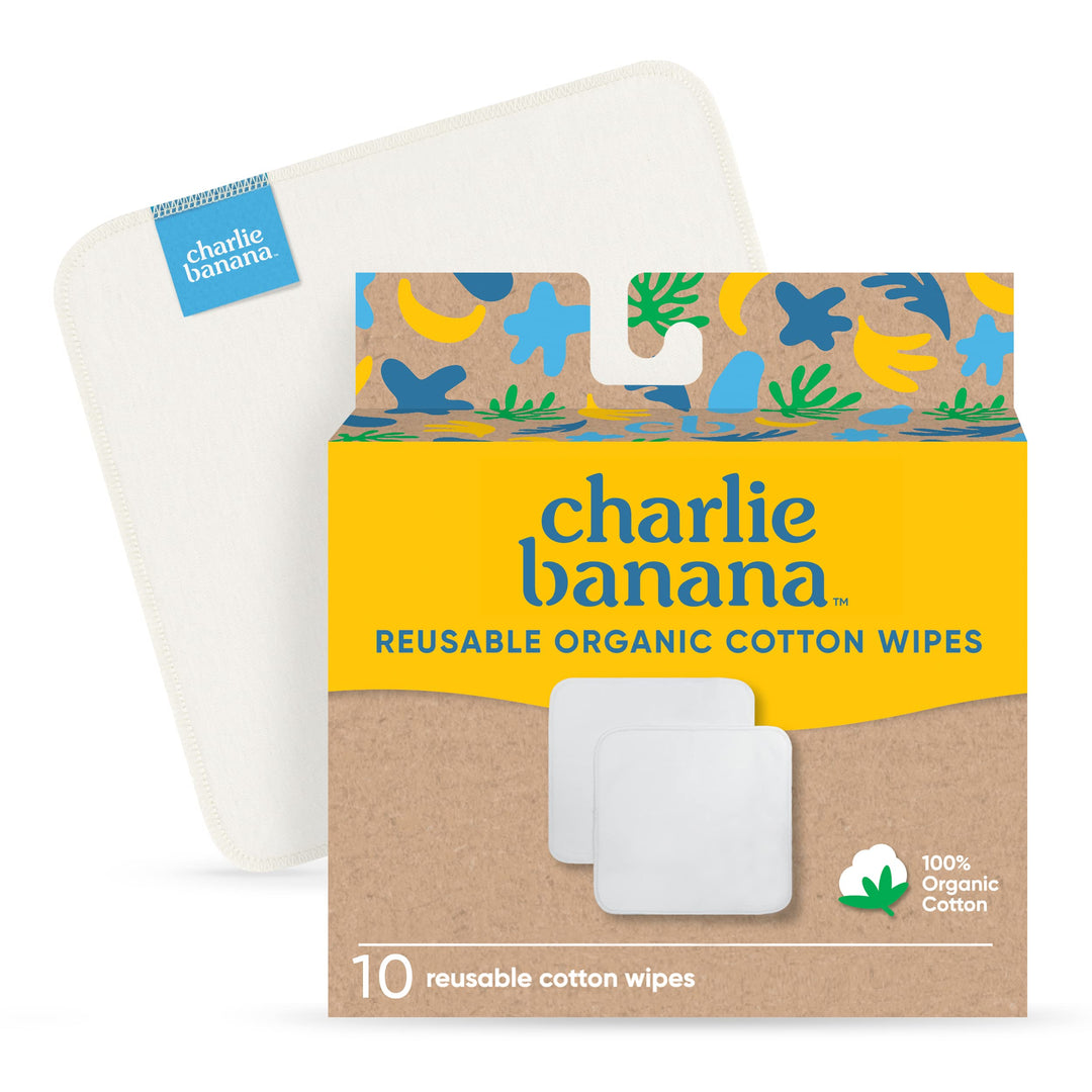 Charlie Banana Wiederverwendbare Babytücher aus 100% Baumwolle, super weich und waschbar, 10 Stück w