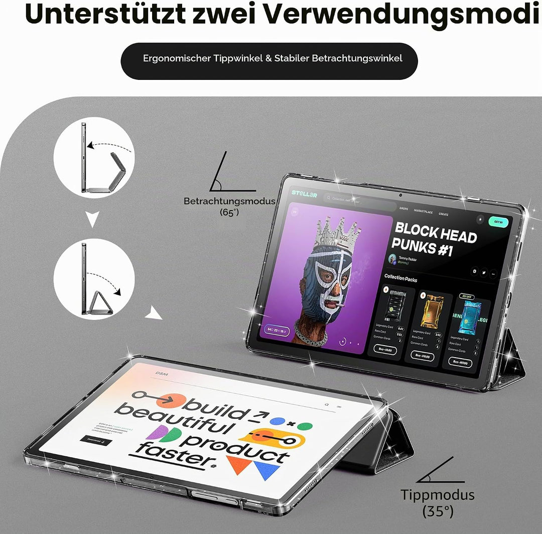 INFILAND Hülle für Samsung Galaxy Tab A11+/A9+11 Zoll (2023/2025),Glitzernde Schutzhülle mit funkeln