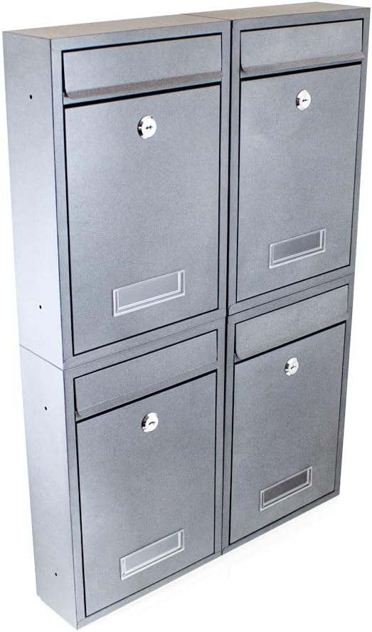 BITUXX® Kompakter Mini Briefkasten Wandbriefkasten Letterbox erweiterbar zur Briefkastenanlage (Anth