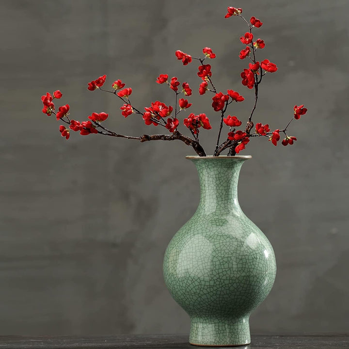 Chinesische Keramikkunst, handgefertigt, antike Eisriss-Glasur, grosse Porzellan-Blumenvase für Heim