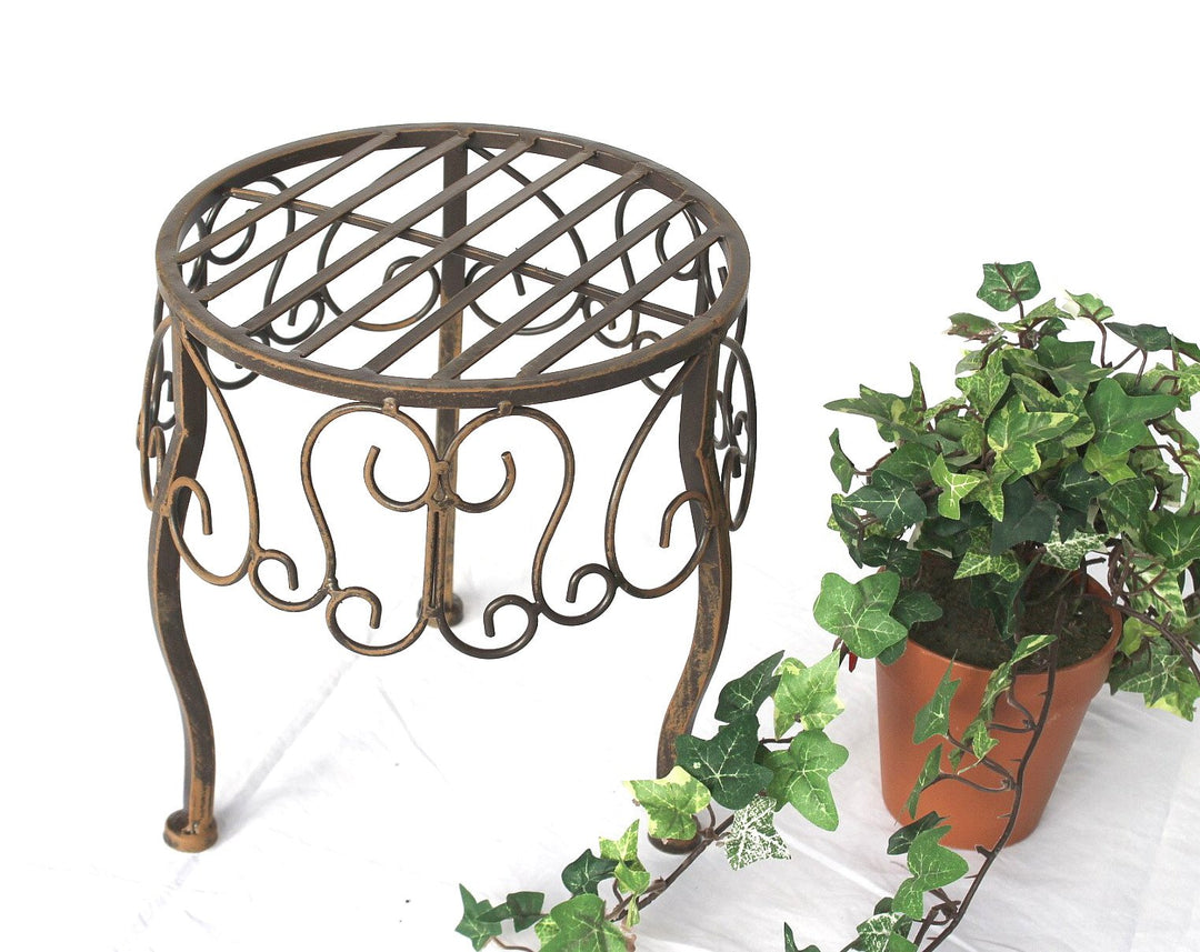 DanDiBo Blumenhocker Metall Braun Rund 25 cm Blumenständer 140129 S Beistelltisch Pflanzenständer Kl