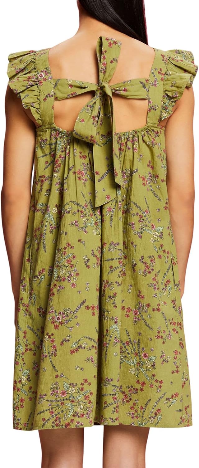 edc by Esprit Bedrucktes Minikleid, 100% Baumwolle M 328/Pistachio Green 4, M 328/Pistachio Green 4