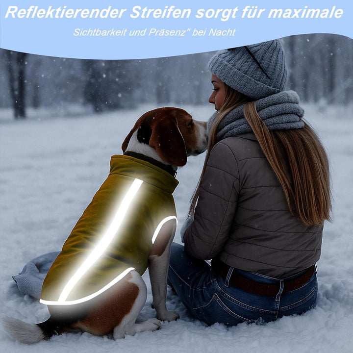 Hundejacke Wasserdichter Hundemantel Reflektierende Wintermantel mit Fleecefutter Winddichtes Winter