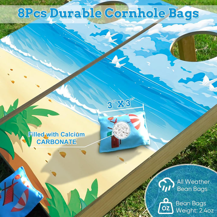 Cornhole Verordnung Grösse 60x30cm Massivholz Sackloch Spiel Set mit 2 Corn Hole Boards, 8 Sitzsack
