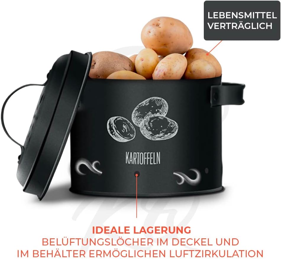 Kartoffelaufbewahrungsbox | 3er-Set Vorratsbehälter für Knoblauch, Zwiebeln & Kartoffeln | Inkl. Spa