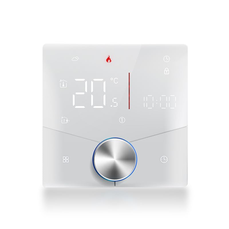 Smart Knob Thermostat for Underfloor Electric Heating/Gas Boilers, Remote Voice Control Programmable