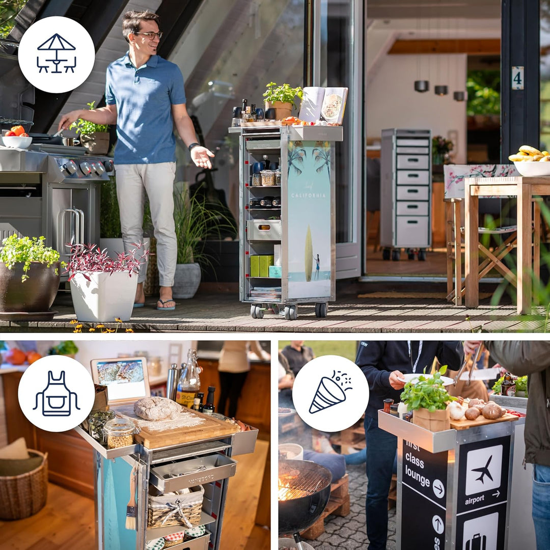 Ausstattungspaket für Flugzeugtrolleys und Airline Trolleys, Küche & Grillen inkl. Sideboxen & Table