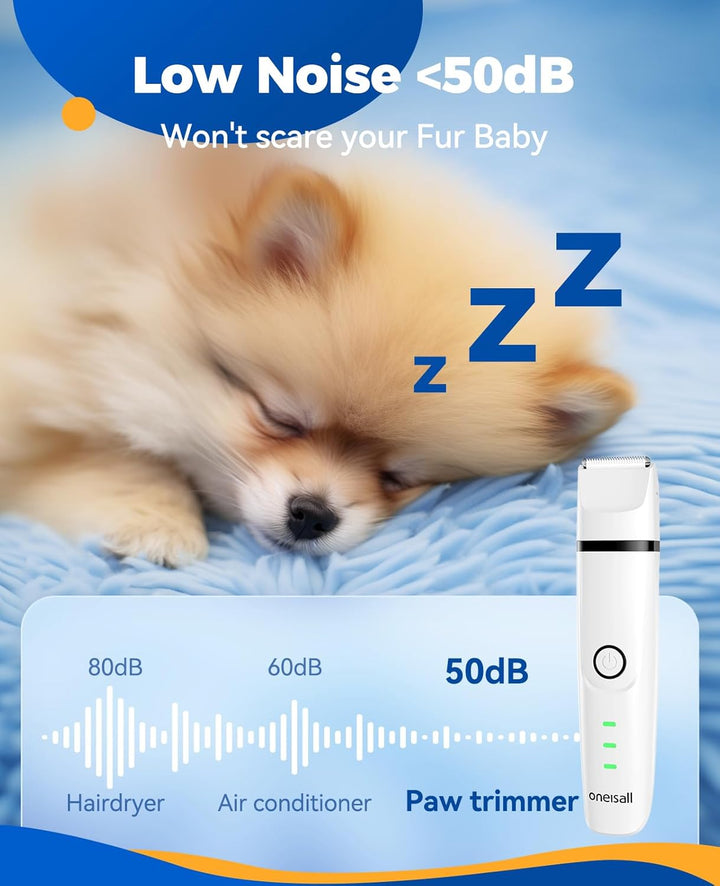 oneisall 4 in 1 Leise Schermaschine Hund Katze, Wiederaufladbar Hundeschermaschine & Pfotentrimmer &