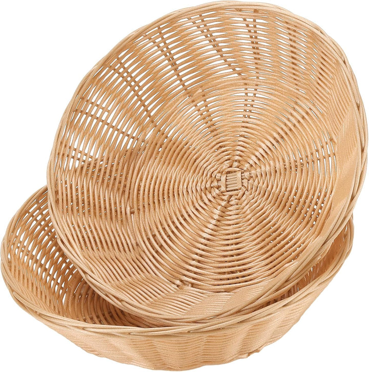 10 Stück Runde Brotkorb Kunststoff, 24 x 6cm Brotkörbchen aus Plastik, Rund Brötchenkorb Brötchenkör