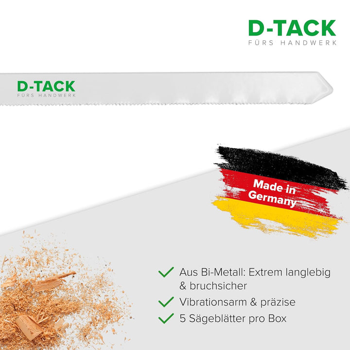 D-TACK Stichsägeblatt Sandwich | 180 x 9,8 mm | 5 Stück | Für saubere und schnelle Schnitte durch Sa