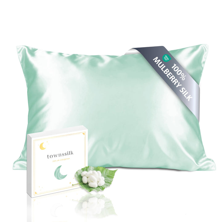 Townssilk, Kissenbezug 100% Seide, 19 mm, beidseitig mit verstecktem Reissverschluss. Light Green, 5
