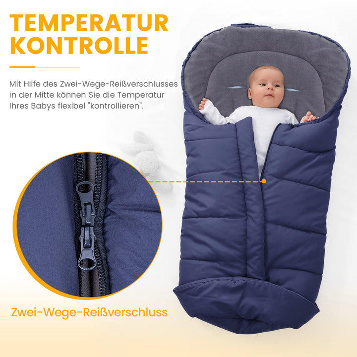 Orzbow Winter Fusssack für Kinderwagen,Baby Fusssack für Buggy mit Kapuze mit Kordelzug,Warmes Polar