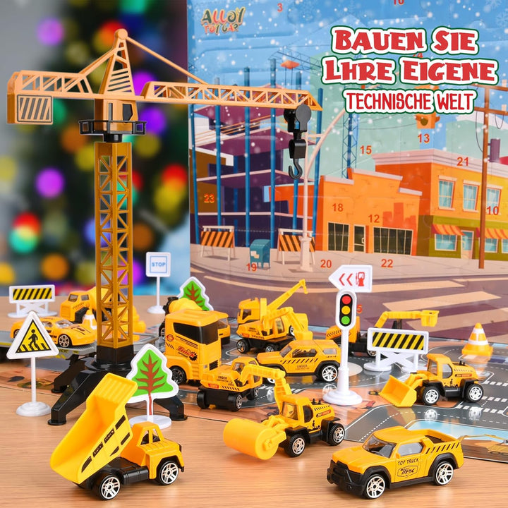 EUCOCO Adventskalender Auto Kinder 2023, Spielzeug ab 2 3 4 5 6 Jahre Junge Weihnachtskalender Kinde