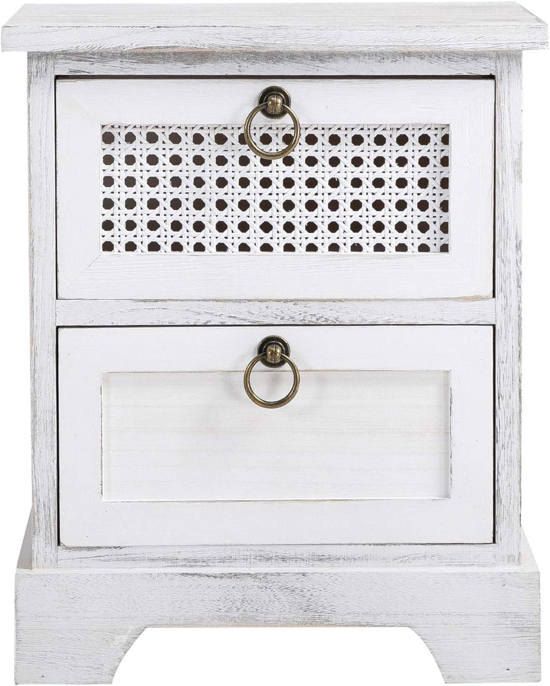 CARO-Möbel Nachttisch IRMA Nachtschrank Nachtkonsole mit 2 Schubladen weiss Shabby Chic Vintage Desi