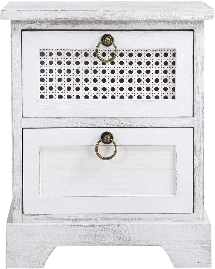 CARO-Möbel Nachttisch IRMA Nachtschrank Nachtkonsole mit 2 Schubladen weiss Shabby Chic Vintage Desi